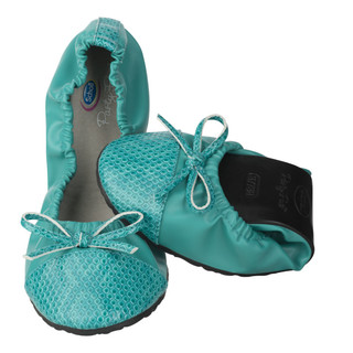 Pocket Ballerina Croco - Blue -zelené baleríny