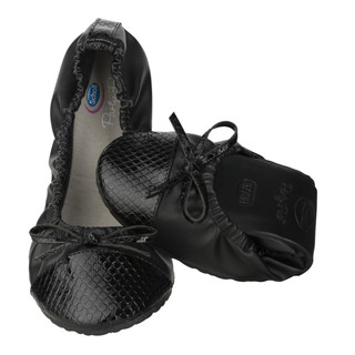 Scholl Pocket Ballerina Croco - Black Ballerinas