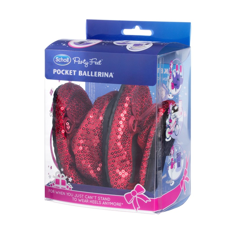 Scholl Pocket Balerina Paillettes - Red Ballerinas