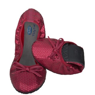 Scholl Pocket Balerina Paillettes - Red Ballerinas