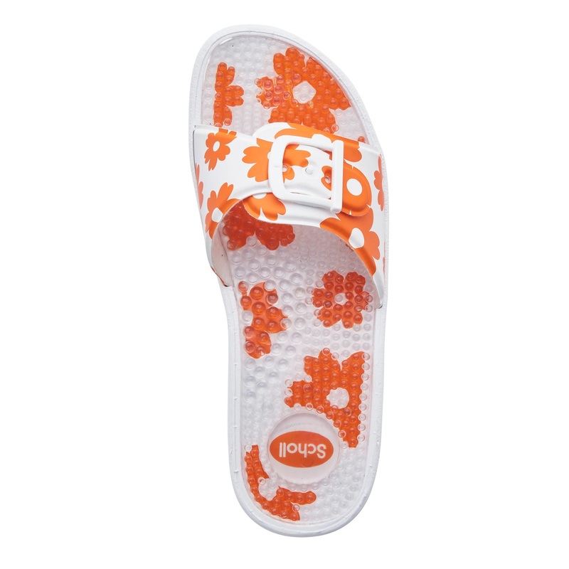 Scholl Nová masáž - biele / oranžové papuče zdravia