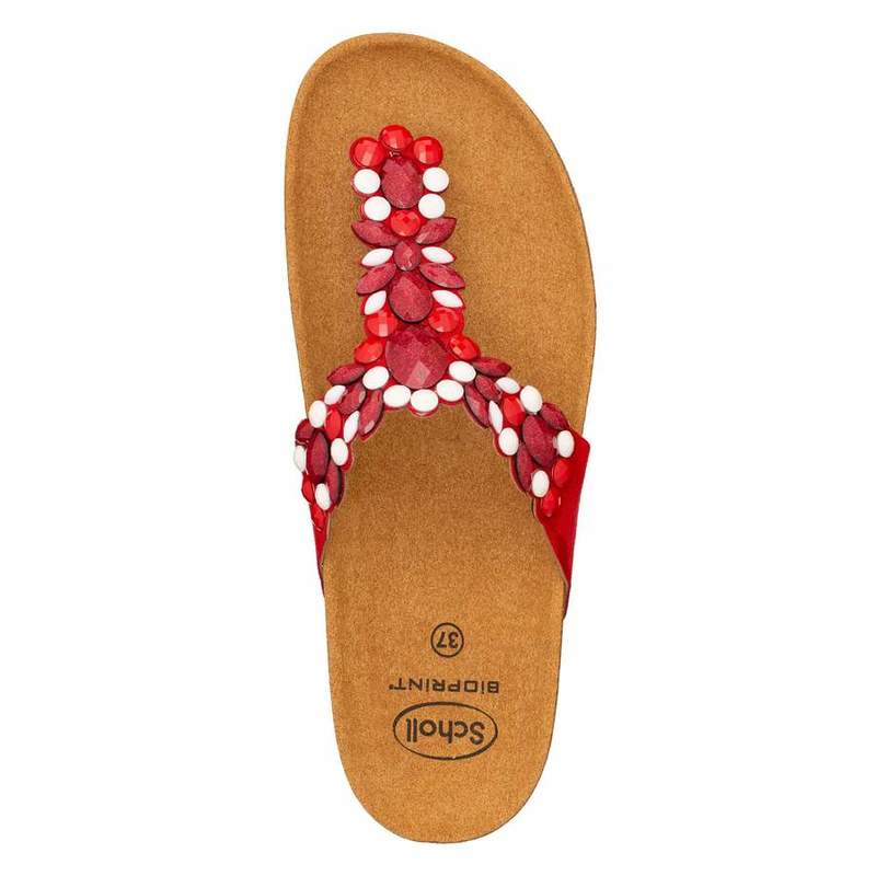 Scholl ALICIA FLIP-FLOP - červené / biele zdravotné papuče