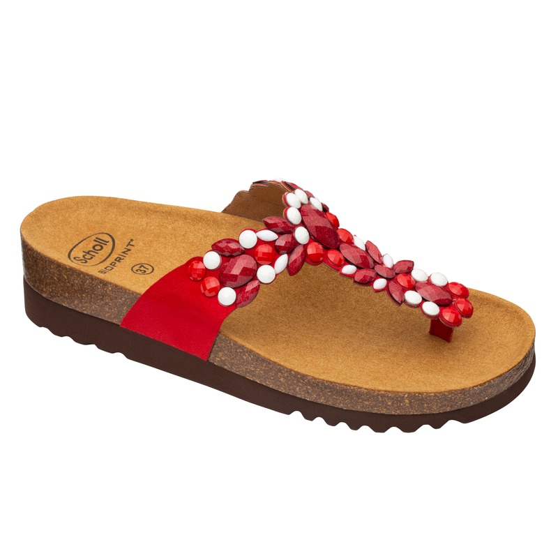 Scholl ALICIA FLIP-FLOP - červené / biele zdravotné papuče